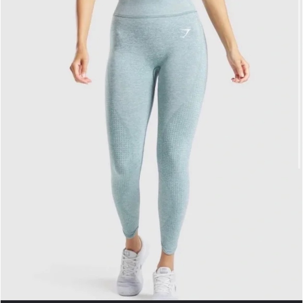 Gymshark Vital Seamless Leggings High Waisted Scrunch Women sz small teal/green
